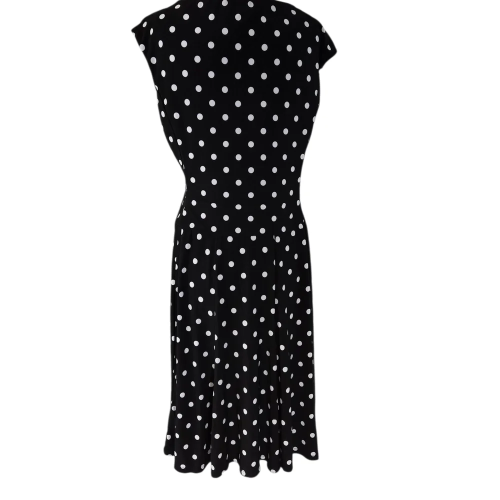 Lauren Ralph Lauren Black Midi Dress with White Dots Sz 12 - Picture 6 of 16